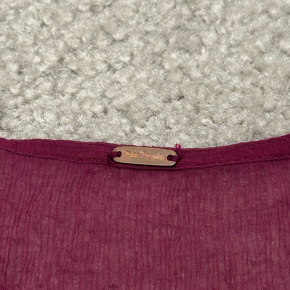 Free People Sheer Long Sleeve Boho Top or Dress in Plum Size Small-Large (FLAWS) - Picture 4 of 9